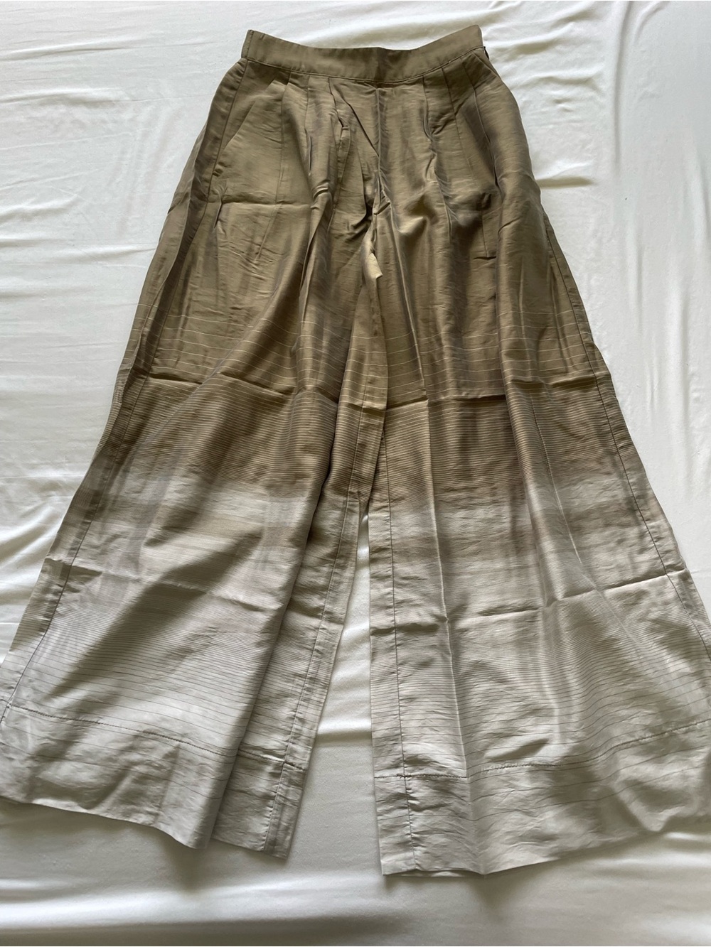 Banana Republic Ombre Wide-Leg Satin Pants in Taupe and Ivory